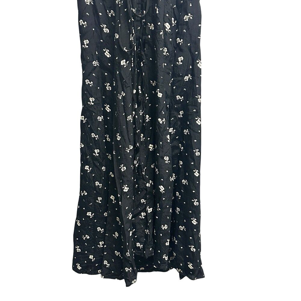 Laundry by Shelli Segal Tank Black Floral Lace Up Back Summer Flowy Dress Sz 12 - Picture 6 of 7